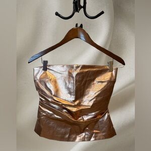Zara Metallic Bronze Strapless Top